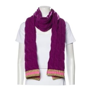 NWT Gucci Fuschia Purple & Pink Wool & Cashmere Cableknit Winter Scarf